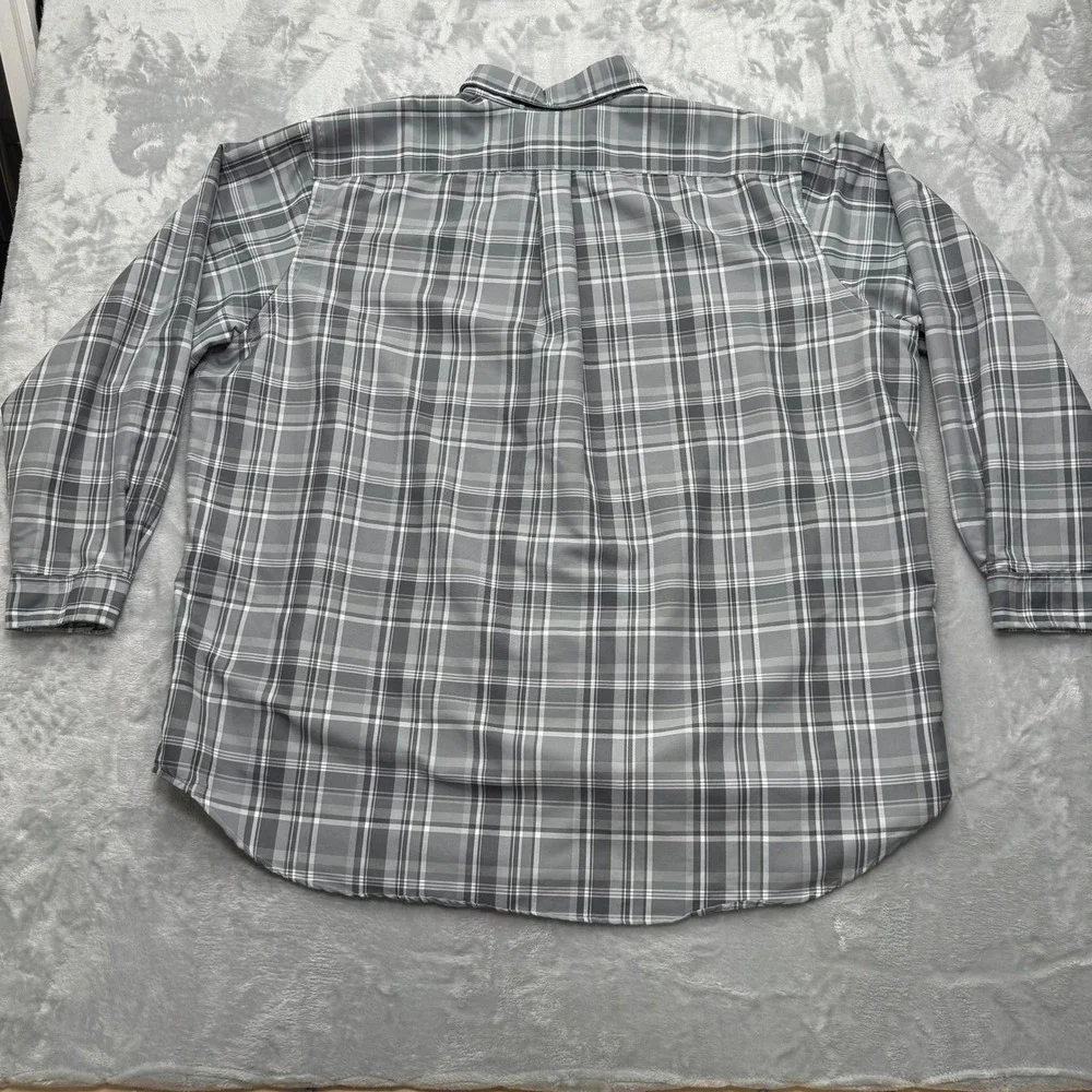 Polo Ralph Lauren Button Down Shirt Mens 2XB Gray Plaid Performance Long Sleeve - Picture 2 of 11